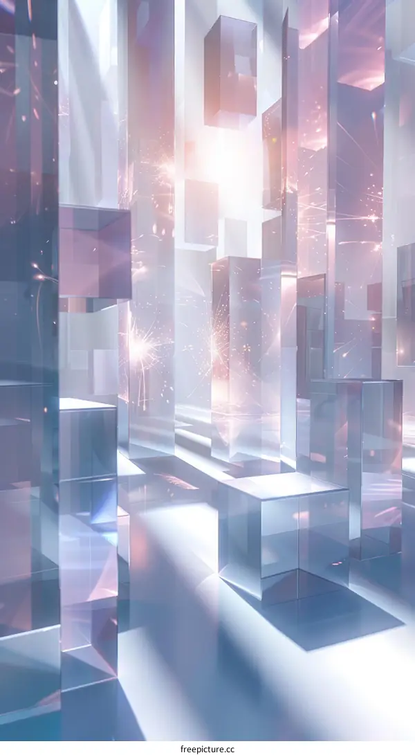 Pink and blue geometric shapes with light effects