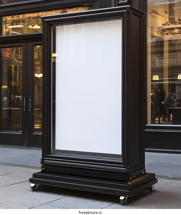 Blank Sign with Black Frame on Wheels