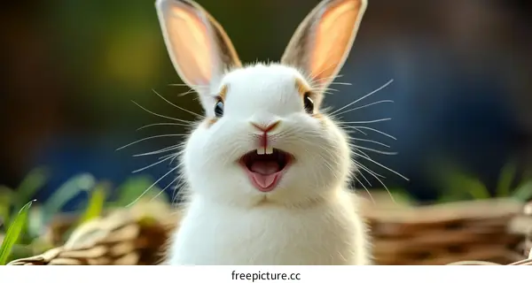 Adorable Baby Rabbit with Open Mouth