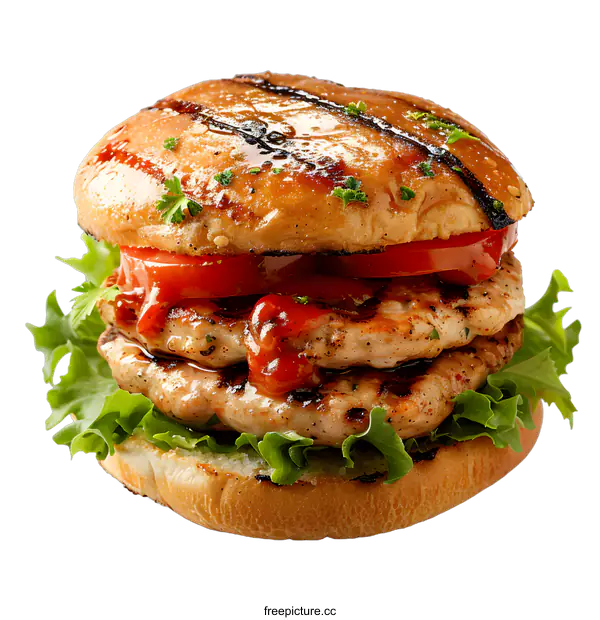 [Transparent Background PNG]Double Grilled Chicken Burger