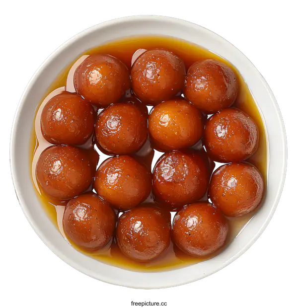 [Transparent Background PNG]Bowl of Gulab Jamun Indian Dessert