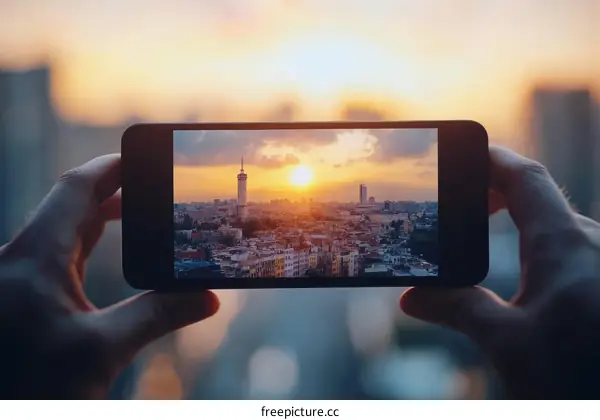 City Sunset Captured on Smartphone