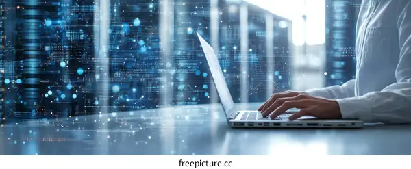 Modern Digital Technology Businessperson Working on Laptop