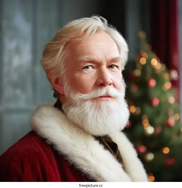 Close-up Portrait of a Caucasian Santa Claus