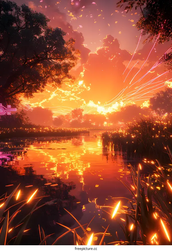 Glowing River Sunset