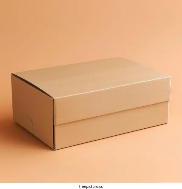 Plain Cardboard Box on Peach Background