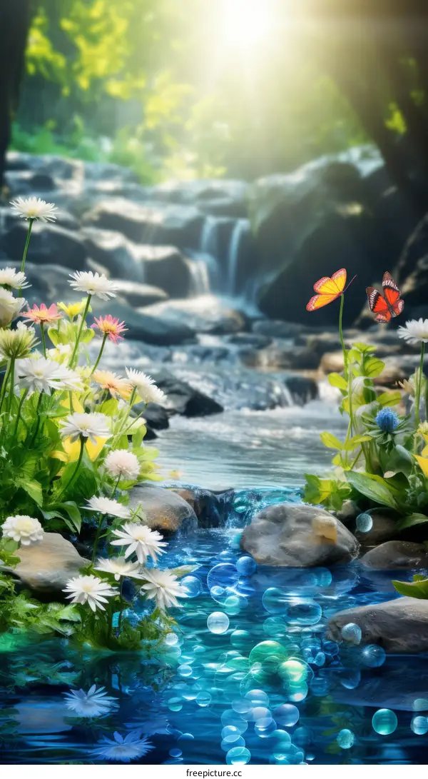 Small waterfall in the middle of a forest