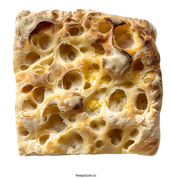 [Transparent Background PNG]Close-up of a focaccia bread loaf