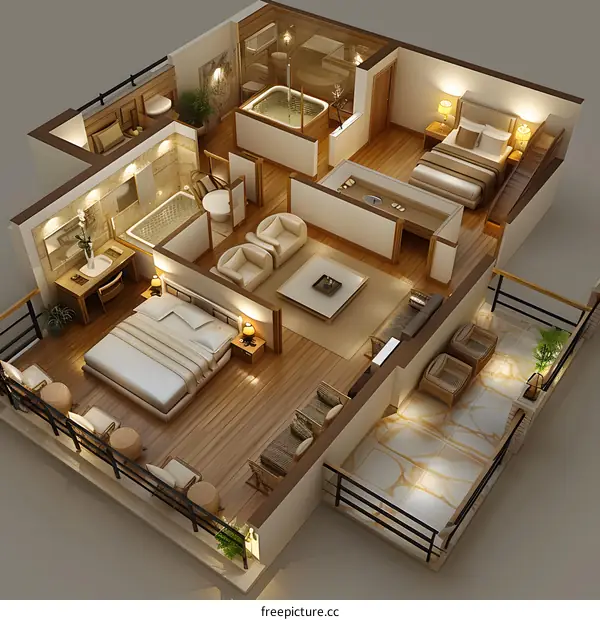 The interior design effect drawing of duplex apartment