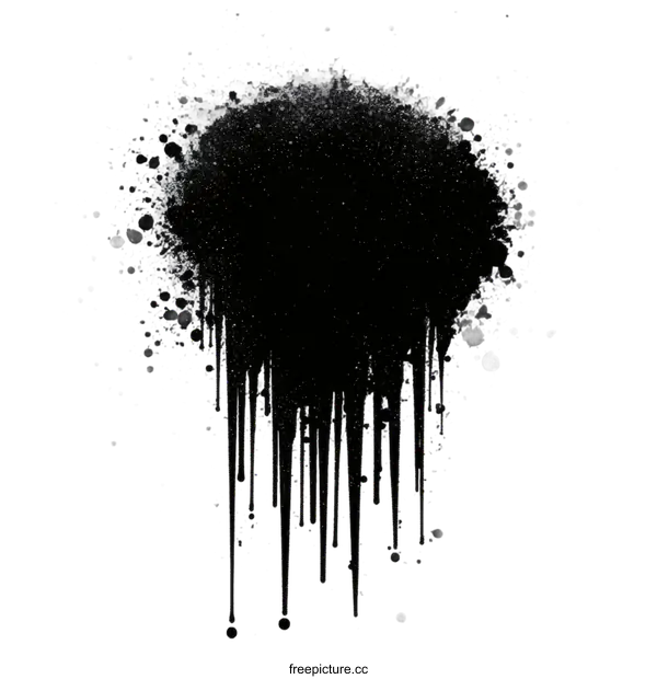 [Transparent Background PNG]Abstract Black Ink Splatter Background