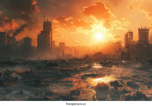 Post-Apocalyptic Cityscape Sunset