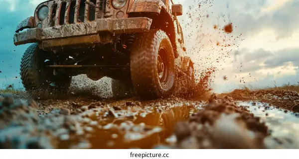 Off-Road Adventure: 4x4 Vehicle in Mud