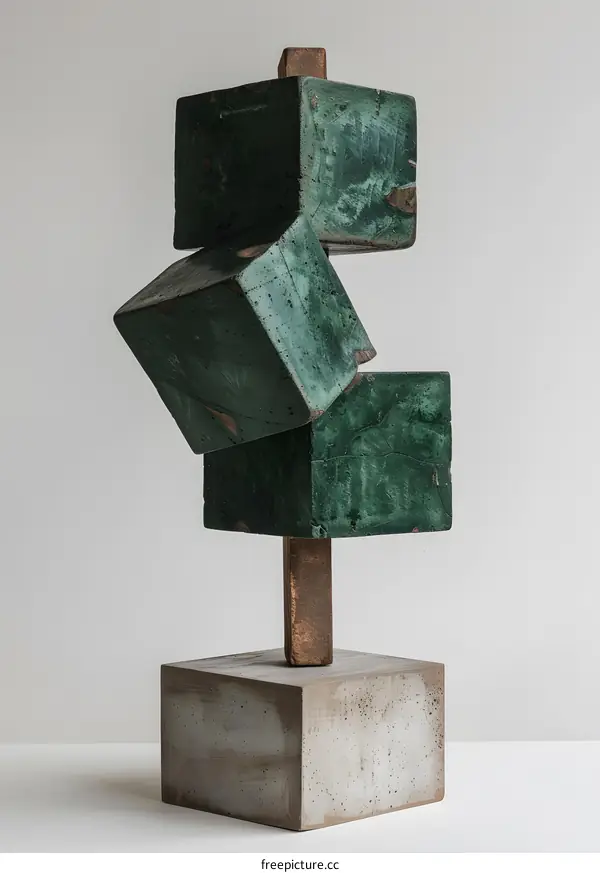 green wooden sculpture