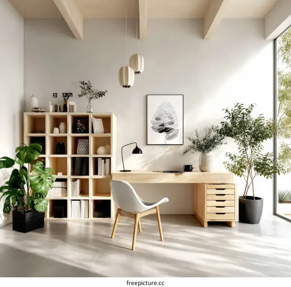 Modern Minimalist Home Office Design Illustration