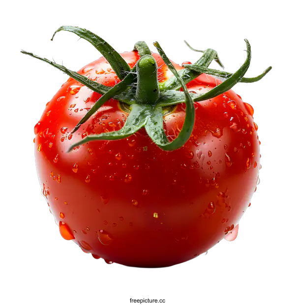 [Transparent Background PNG]Fresh red tomato with water drops