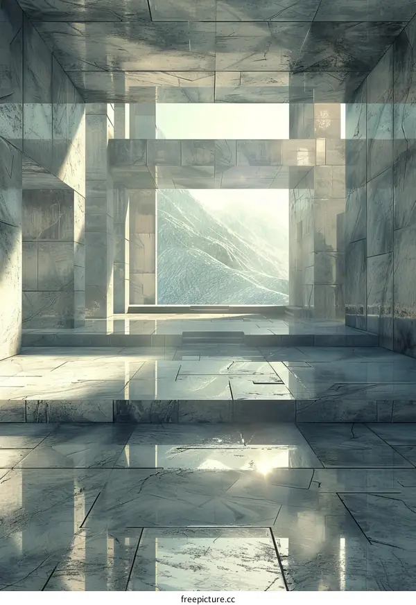 futuristic architecture designed building with large windows and a panoramic view of the mountains