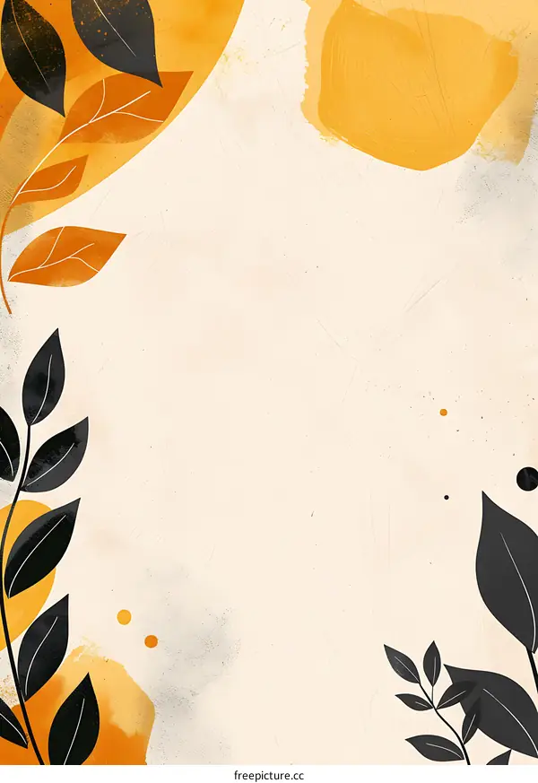 Abstract Watercolor Leaves and Branches Background