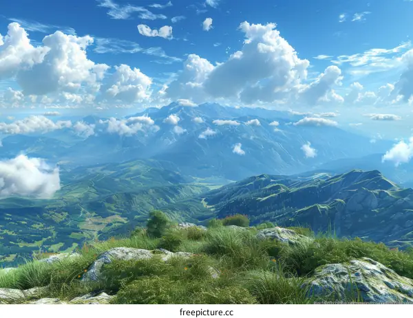 Majestic Mountain Scenery Under a Sky of Clouds