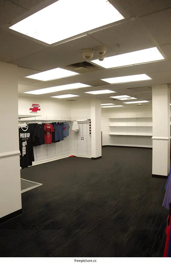 Empty Retail Store Interior With White Walls And Ceiling