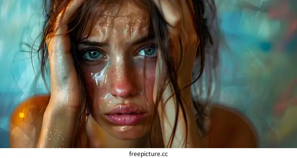 Woman With Wet Hair and Face