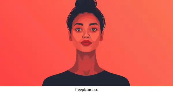 Portrait of a young woman with dark hair and red lips