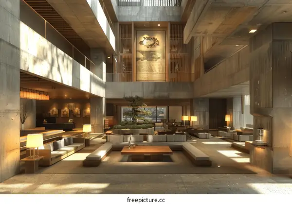 Modern Concrete Lobby Interior Design