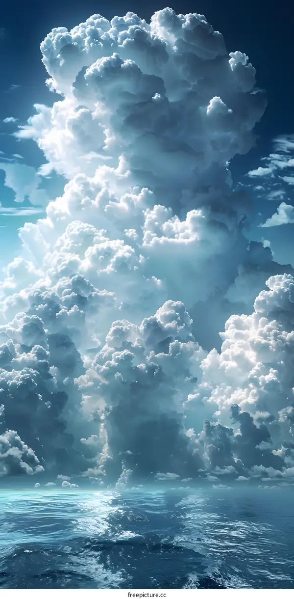 Cumulus cloudscape over open ocean