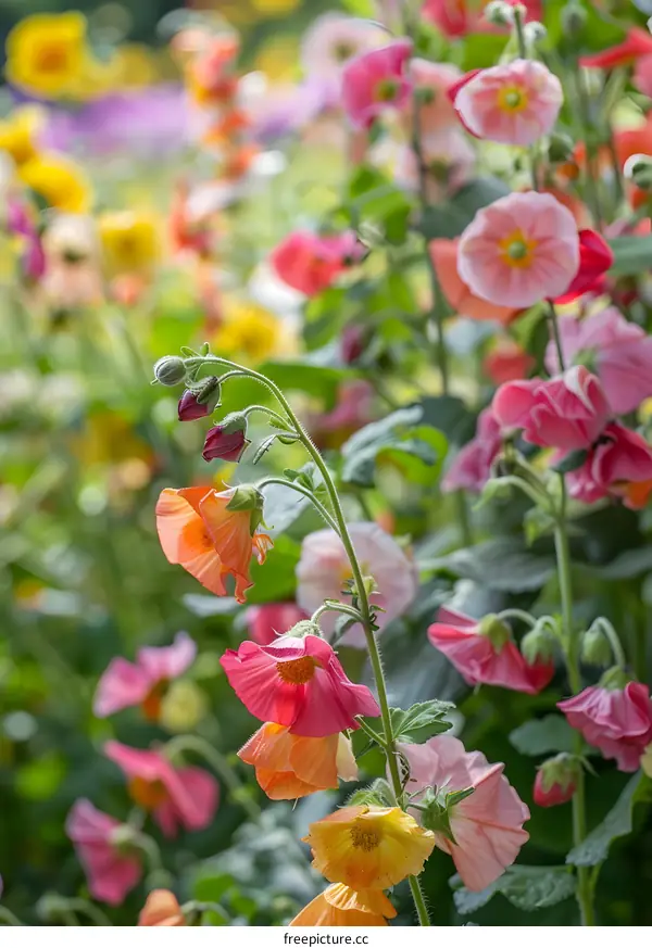 Colorful Flowers Blooming in Garden