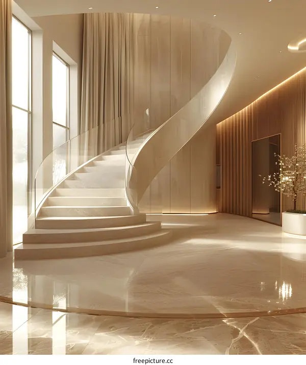 Modern Interior Design with Curved Staircase