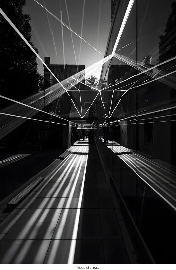 Sunlight Shining Through Glass Walls of Building