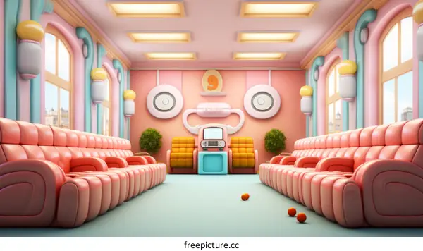 retro futuristic waiting room
