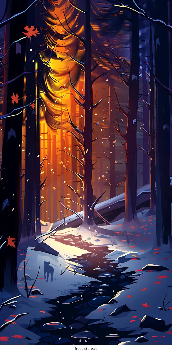 Winter Forest Landscape Illustration