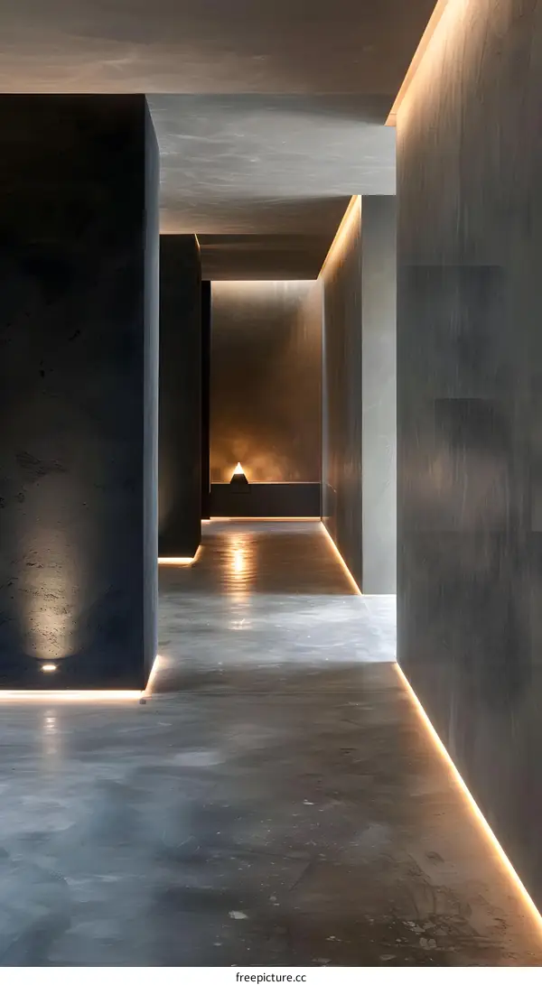 Minimalist Interior Design With Grey Walls And Led Lighting