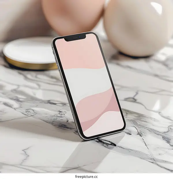 Modern Minimalist Smartphone Mockup With Pink Abstract Background