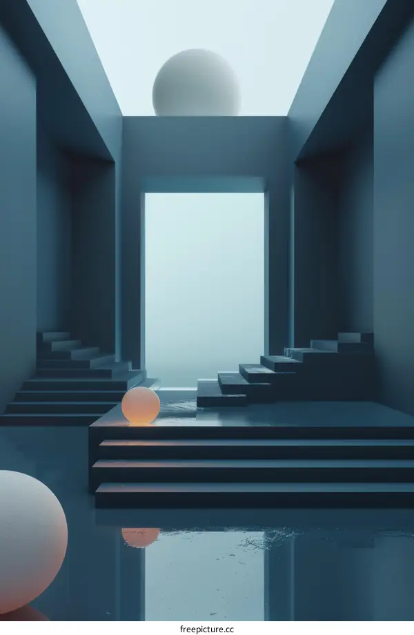 Surreal Blue Stairway to Heaven: Minimalist Architecture