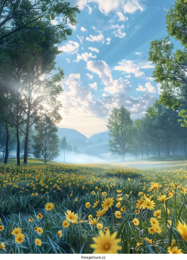 Golden Fields of Flowers: Nature's Tranquil Beauty