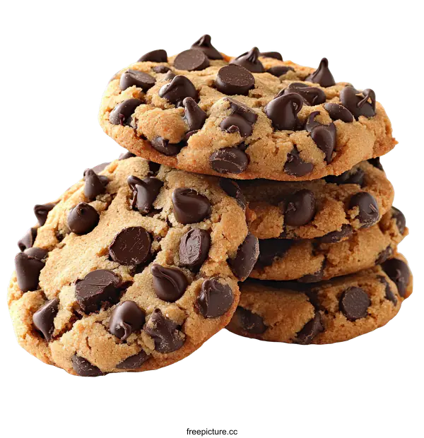 [Transparent Background PNG]Delicious Stack of Chocolate Chip Cookies