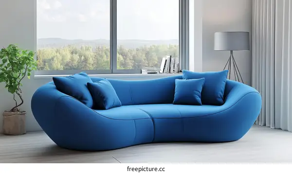 Modern Blue Sectional Sofa in a Stylish Living Room