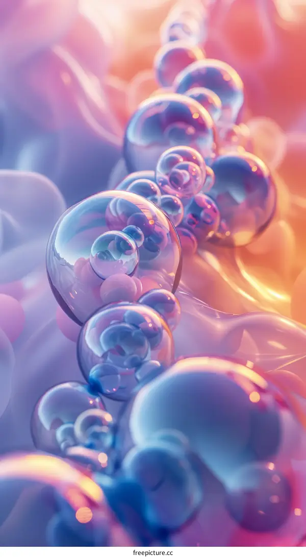 Abstract Blue and Pink Spheres