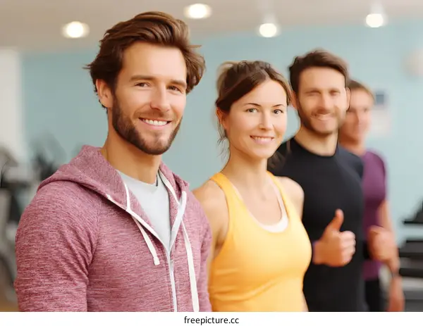 Group Fitness Enthusiasts in Gym