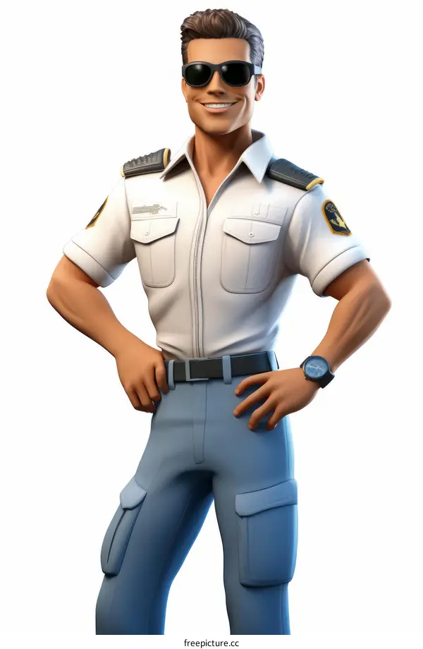 Smiling Lifeguard on Duty at the Beach