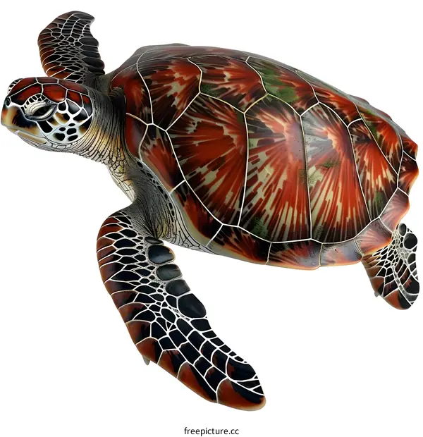 A 3D rendering of a red-eared slider turtle