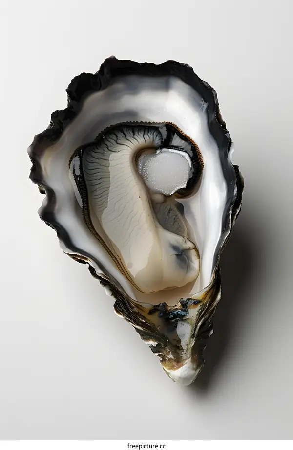 Fresh Oyster Shell White Background