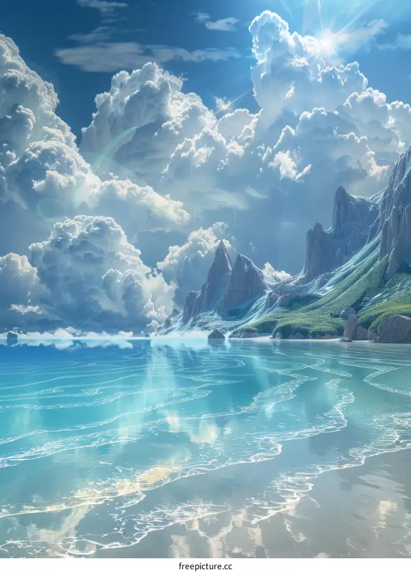 Stunning Cliffside Beach with Azure Sky