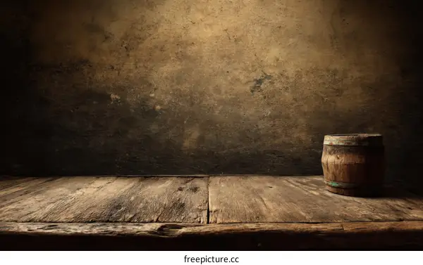 Vintage Wooden Barrel on Rustic Tabletop