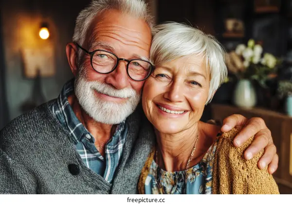 Loving Senior Couple Close Up Portrait