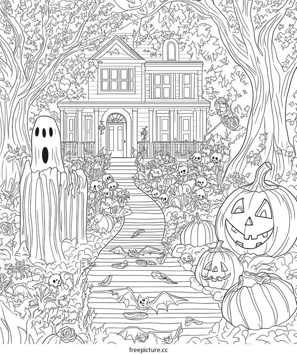 Spooky Halloween House With Jack-O-Lantern