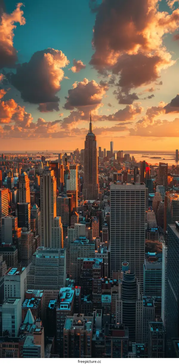 Sunset over Empire State Building in New York City