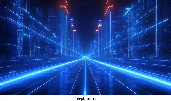 Neon Futuristic Cityscape Digital Art