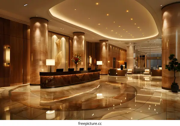 Modern luxury hotel lobby interior